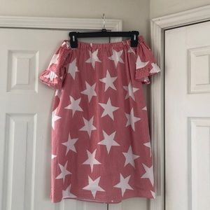 EUC Fantastic Fawn Red/White OTS Dress